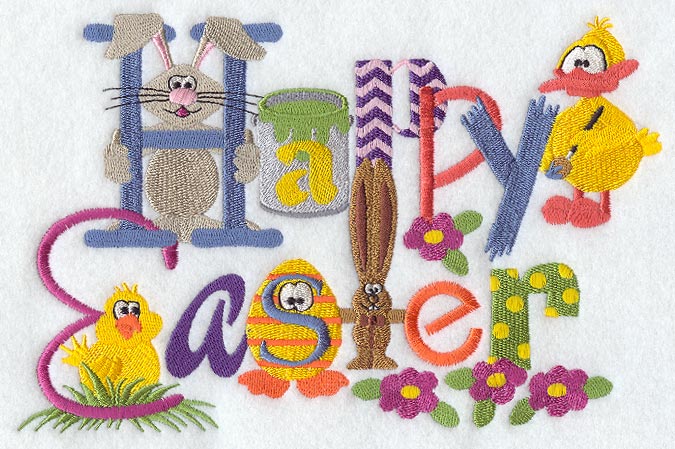 Happy Easter Beautiful Embroidery Design
