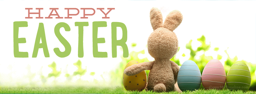 Happy Easter Bunny With Eggs Banner Image