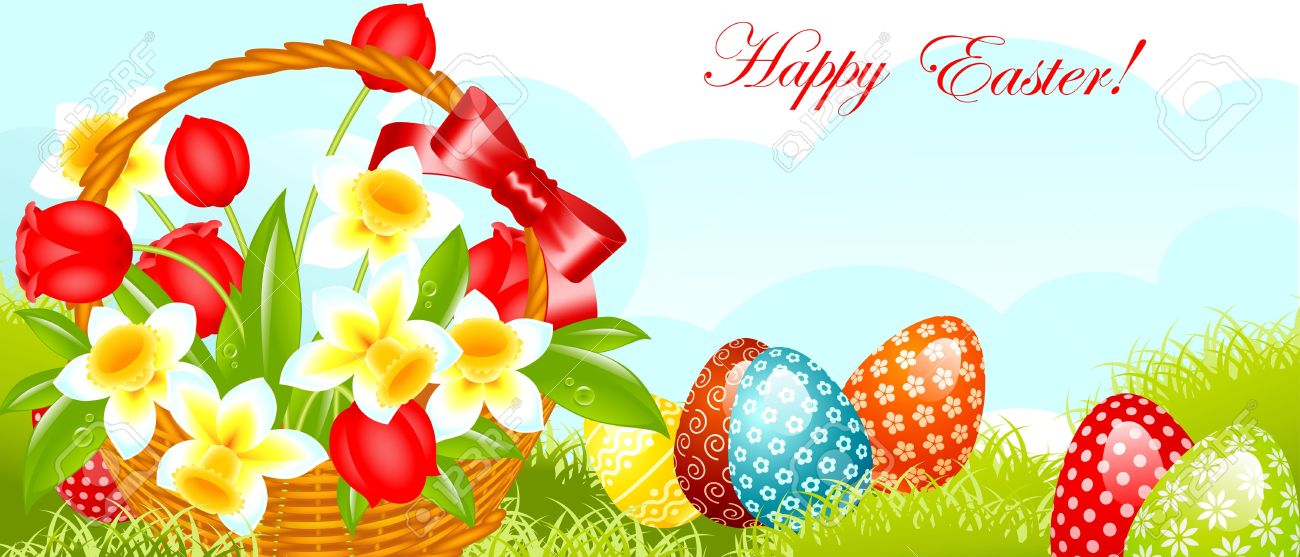 Happy Easter Colorful Eggs Banner Image