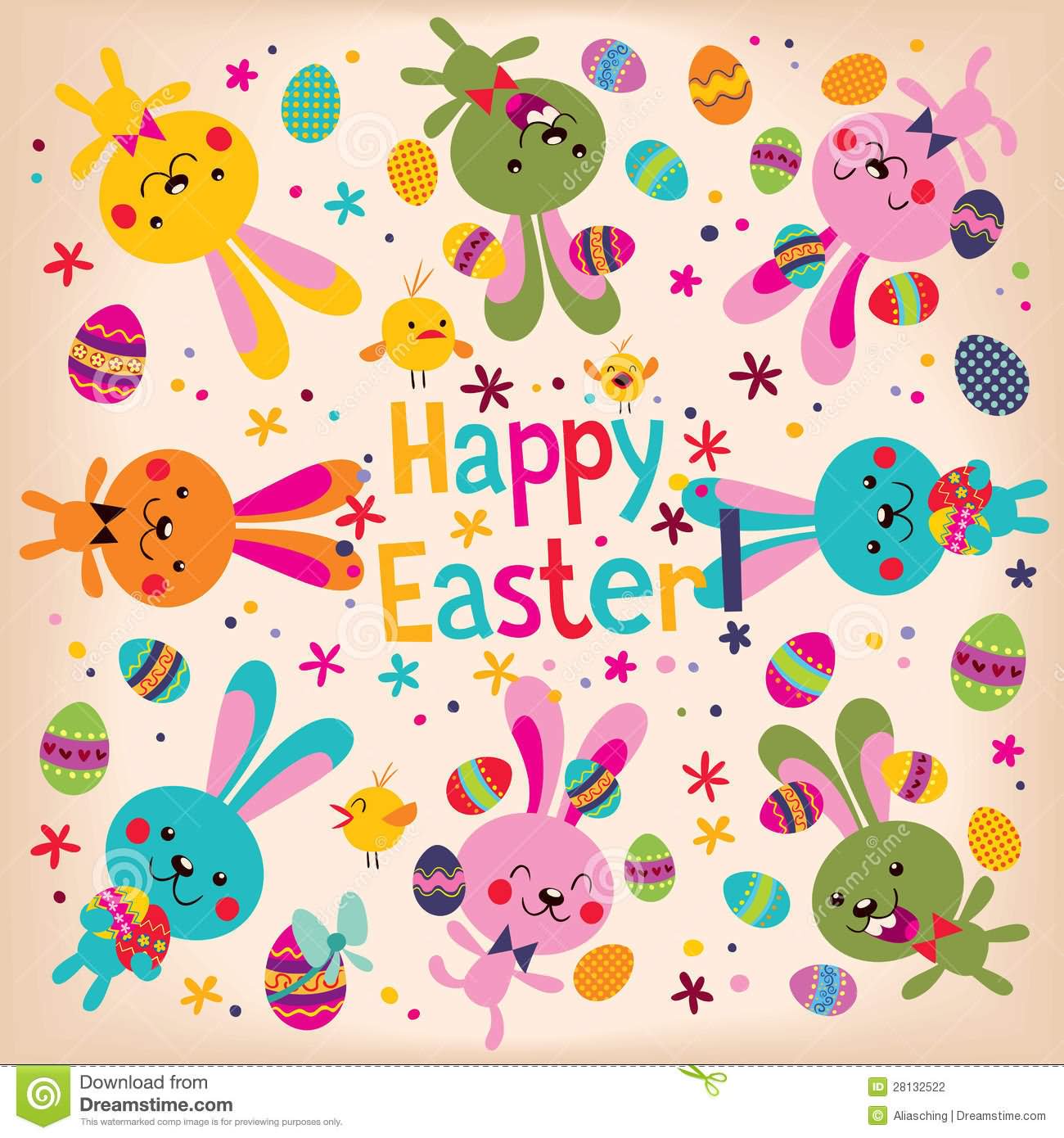 Happy Easter Colorful Greeting Card