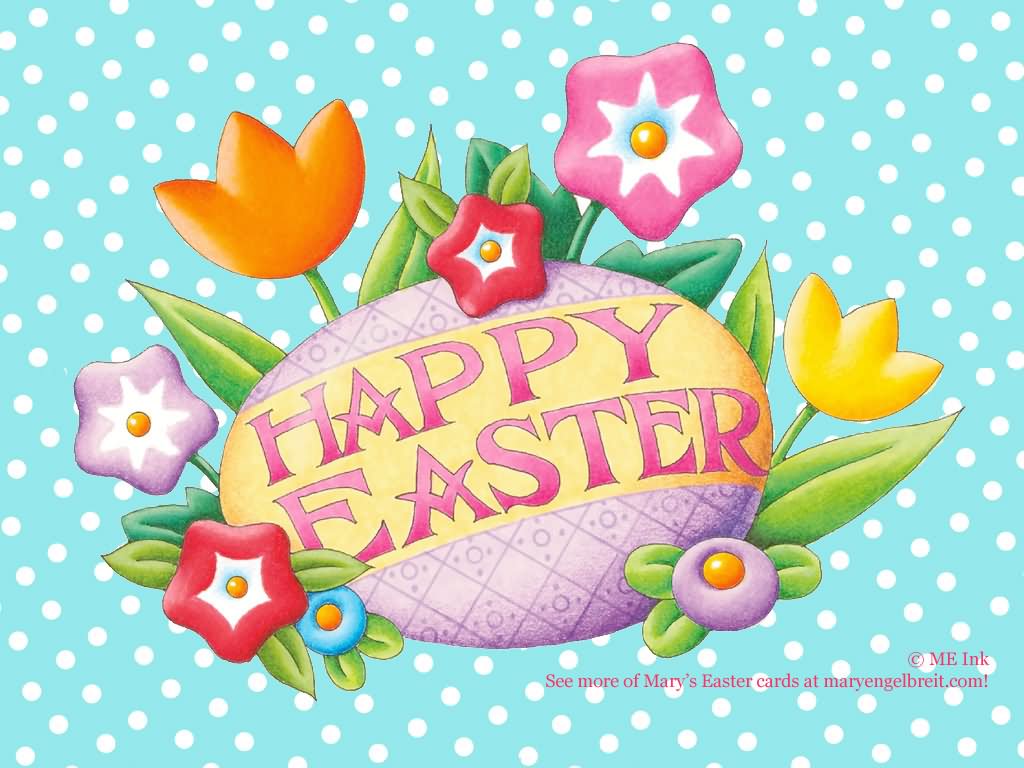 Happy Easter Flowers And Eggs Picture