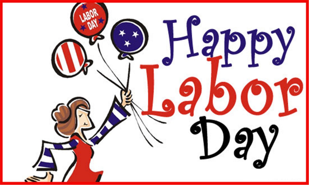 Happy Labour Day Girl With Balloons Clipart