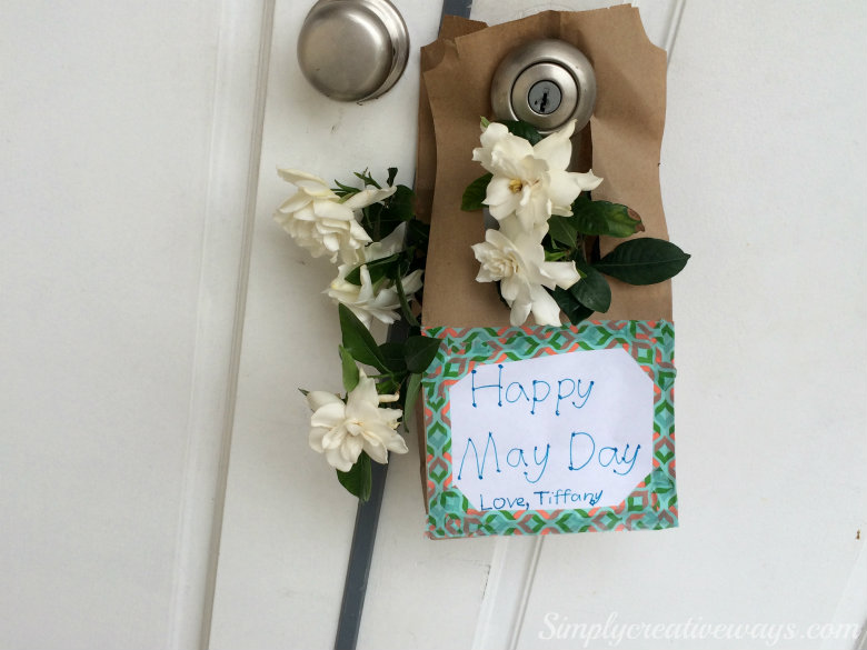 Happy May Day Flower Basket Hanging On Door Picture