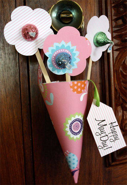 Happy May Day Flower Basket Hanging On Door