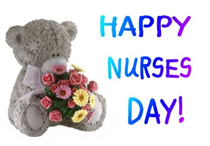 Happy Nurses Day Teddy Bear With Flowers Picture