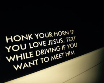 Honk Your Horn If You Love Jesus Funny Sticker Image