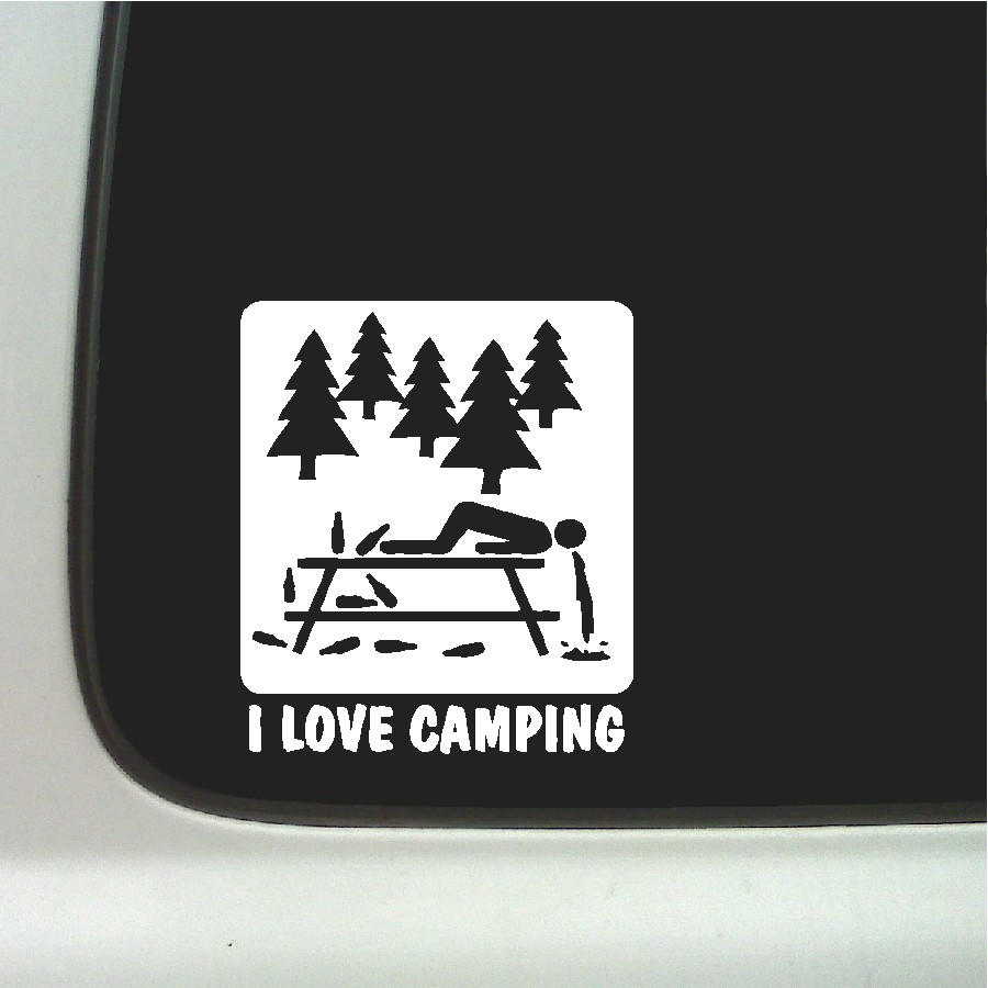 I Love Camping Funny Sticker Picture