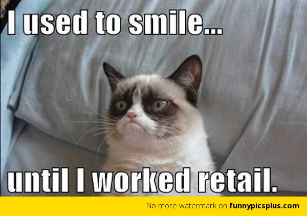 I Used To Smile Until Worked Retail Funny Cat Image
