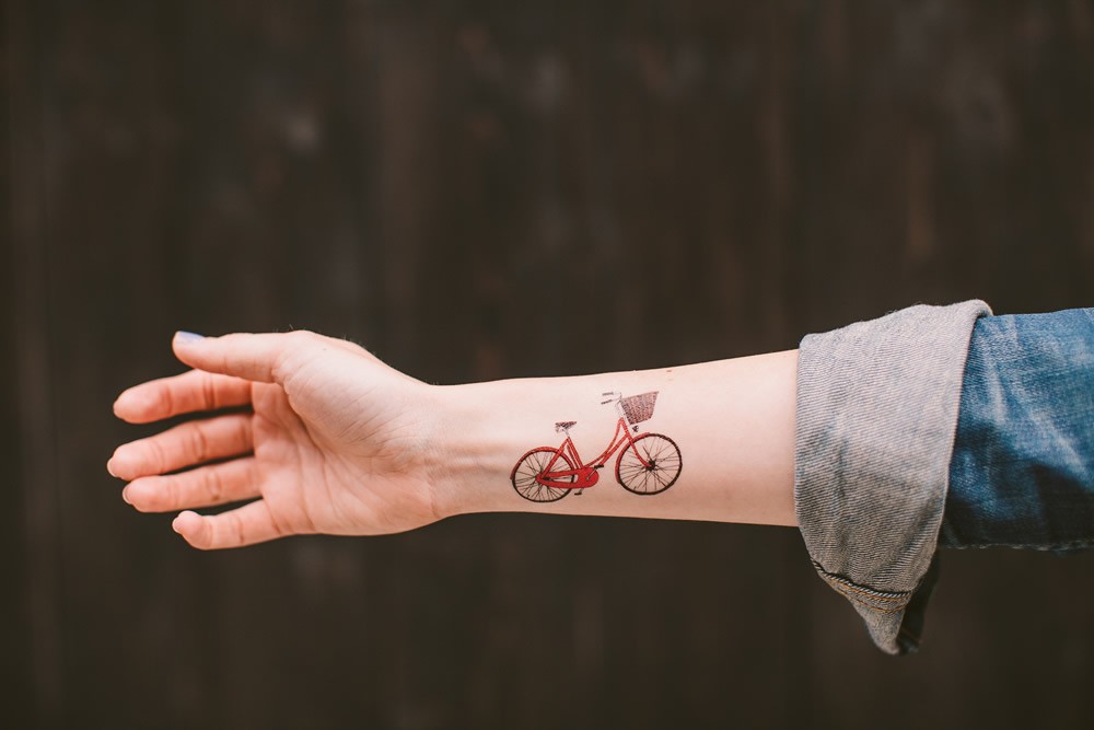 Inspiring Bike Tattoo On Forearm