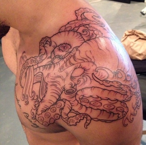 Left Shoulder Octopus Tattoo For Men