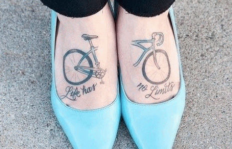 Life Has No Limits - Bike Tattoo On Girl Feet