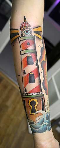 Lighthouse Tattoo On Forearm