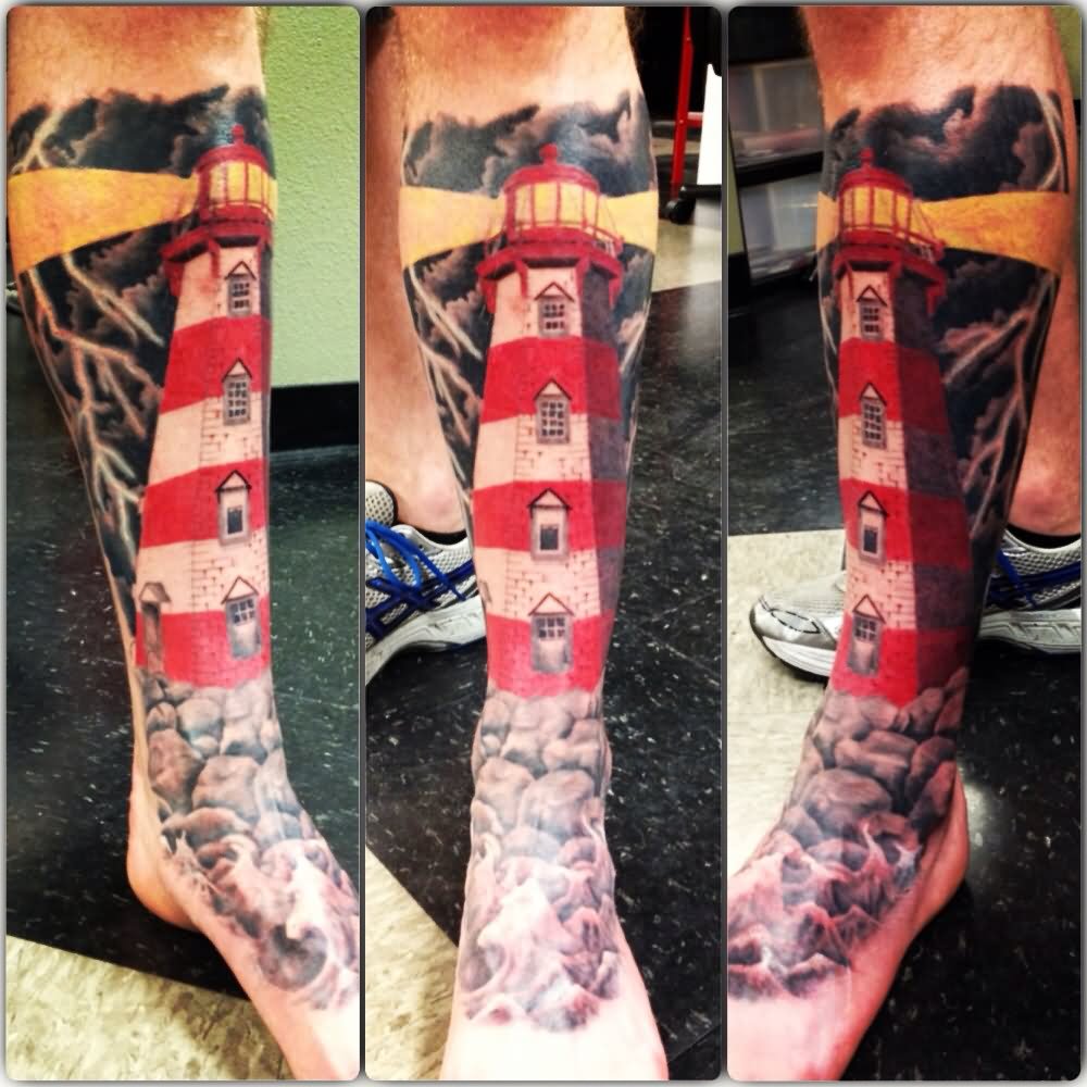 28+ Lighthouse Tattoos On Leg
