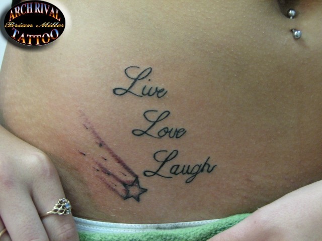 Live Love Laugh - Star Tattoo On Belly