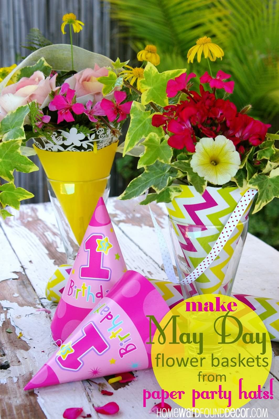 Make May Day Flower Baskets From Paper Party Hats
