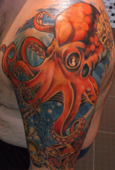 Man With Octopus Sleeve Tattoo