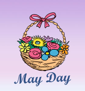 May Day Flowers In Basket Clipart