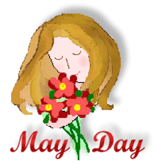 May Day Woman With Flowers Clipart