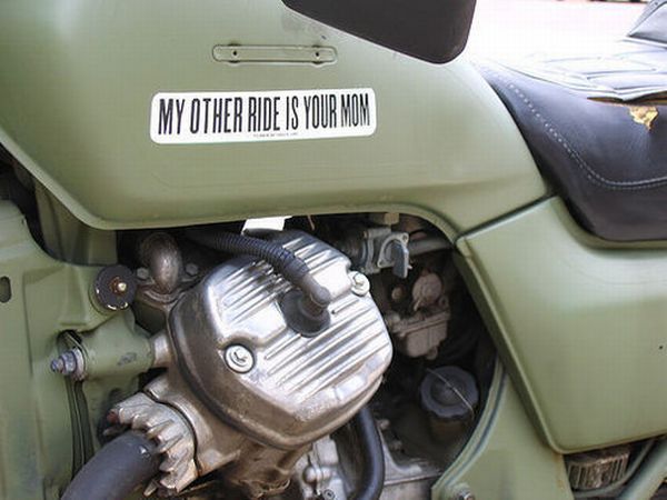 My Other Ride Is Your Mom Funny Bike Sticker Image