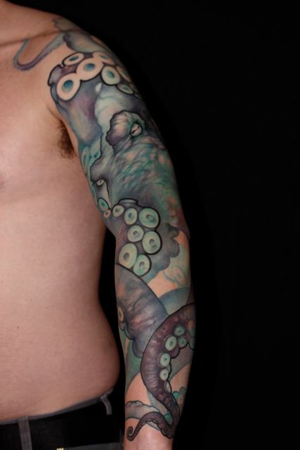 Nice Octopus Sleeve Tattoo For Men