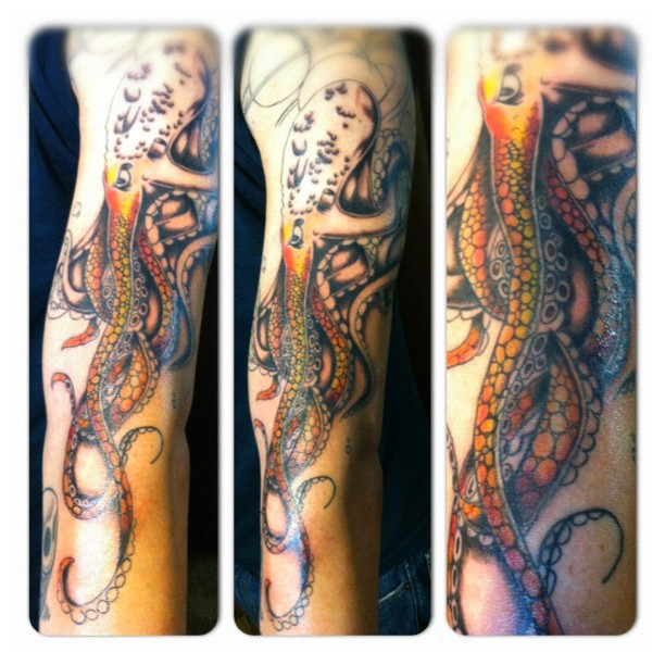 Nice Octopus Sleeve Tattoos