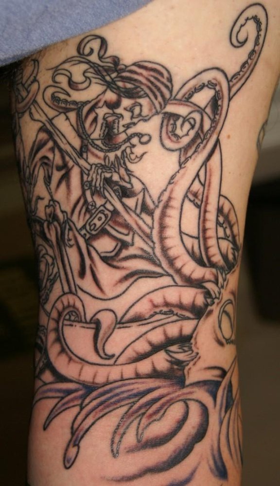 Octopus Ship Tattoo by Chris Posey