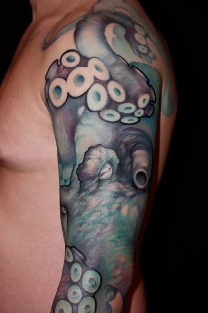 Octopus Sleeve Tattoo by Jeff Gogue