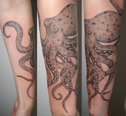 Octopus Tattoo On Sleeve by Memento