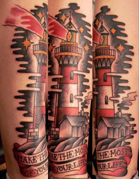 Old School Lighthouse Tattoo At Last Port