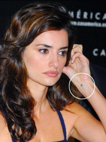 One Dot Tattoo On Celebrity Penelope Cruz Wrist
