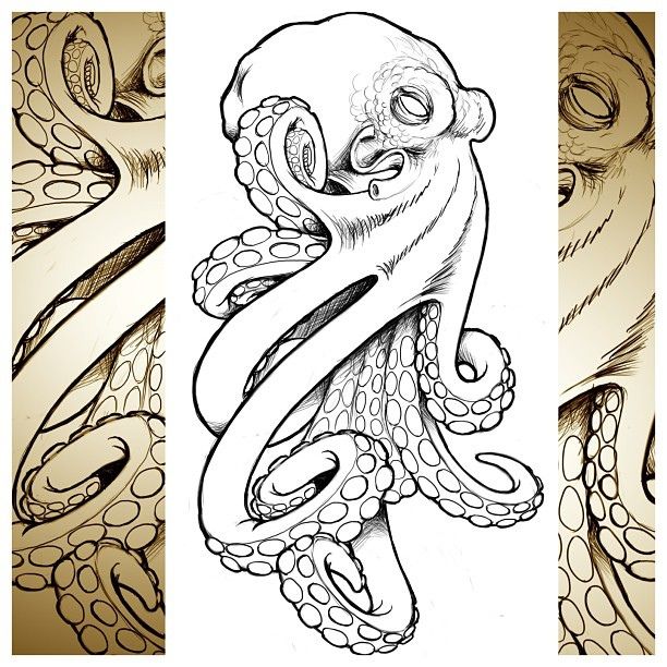 Outline Octopus Tattoo Design