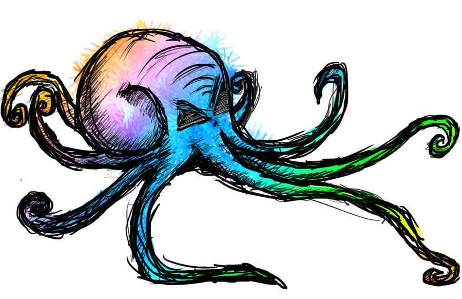 Pastel Octopus Tattoo Design by Orange