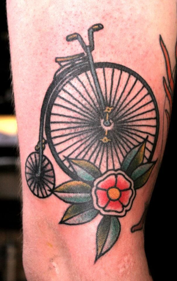 Penny Farthing Bike Tattoo Design For Half Sleeve