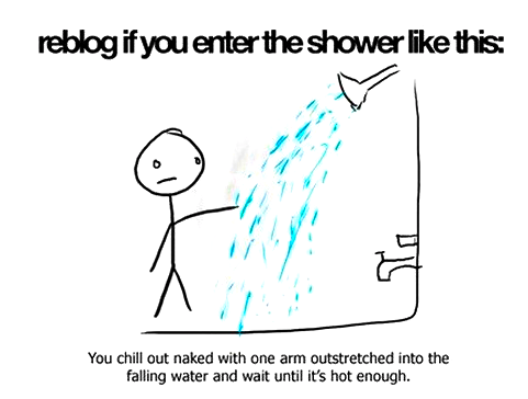 Reblog If You Enter The Shower Like This Funny Drawing Image