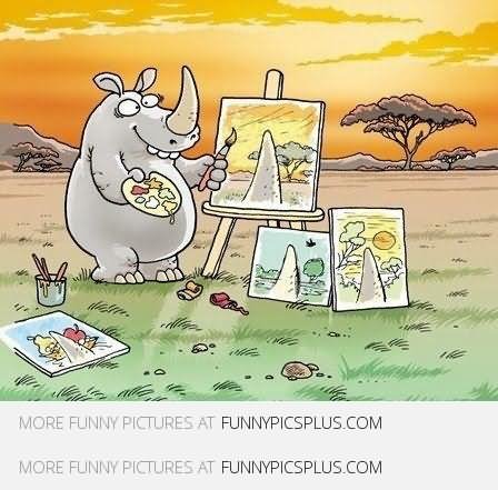 Rhinoceros Funny Drawing Painting Image
