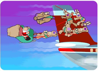 Santa Sleigh With Plane Funny Animated Gif