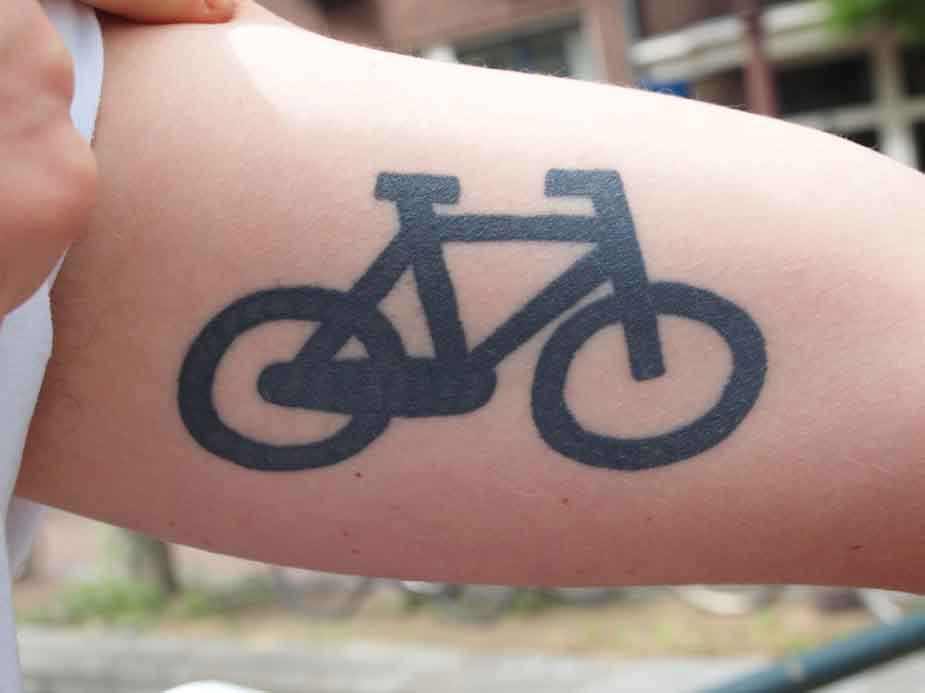 Silhouette Bike Tattoo Design For Bicep