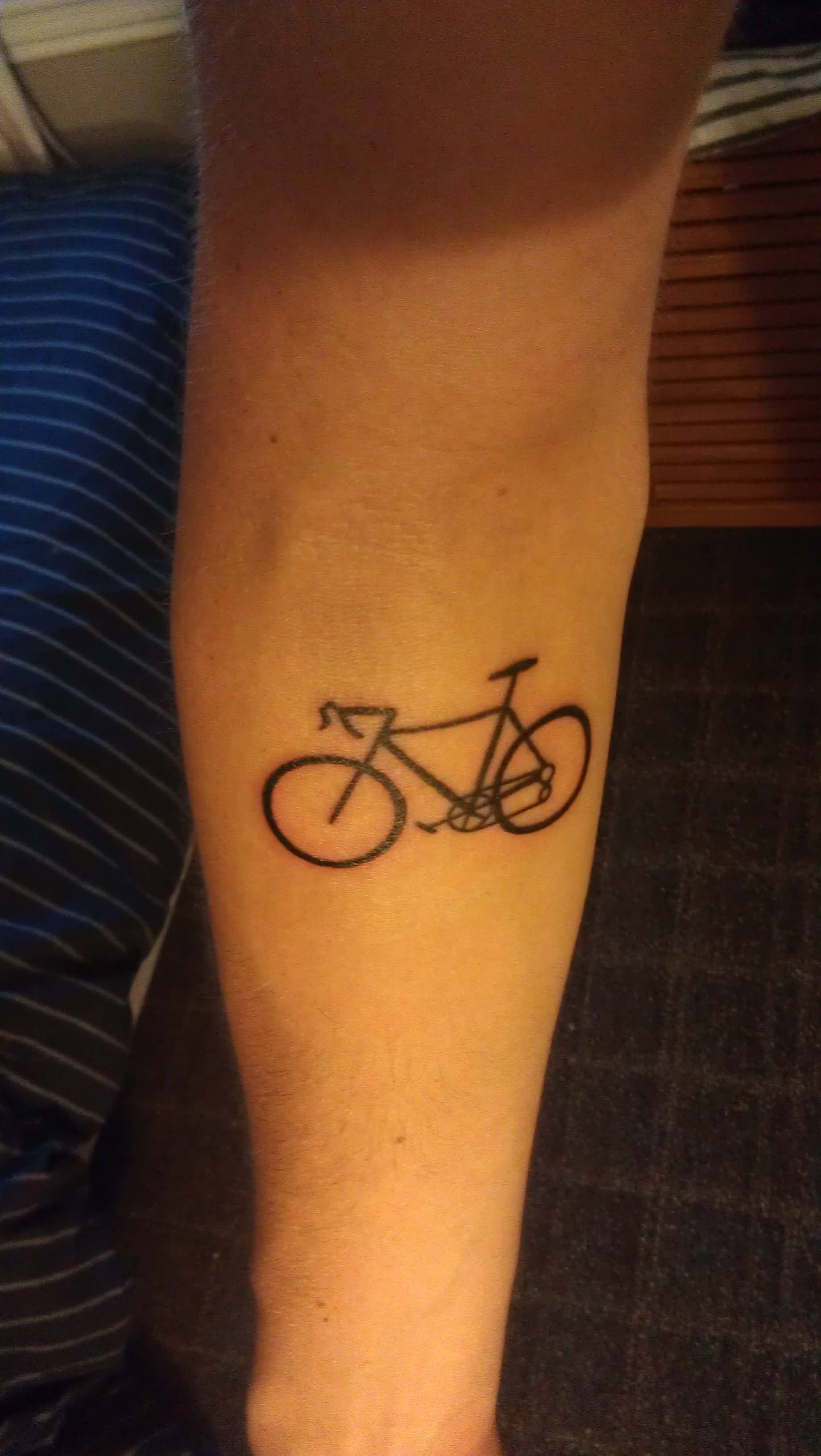 Simple Bike Tattoo On Forearm