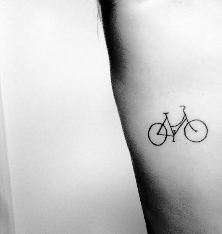 Simple Black Bike Tattoo Design For Side Rib