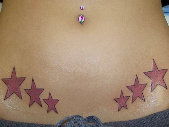 Six Stars Tattoo On Belly