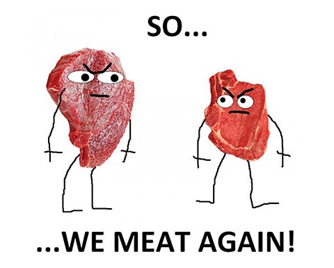 So We Meat Again Funny Play On Words Image
