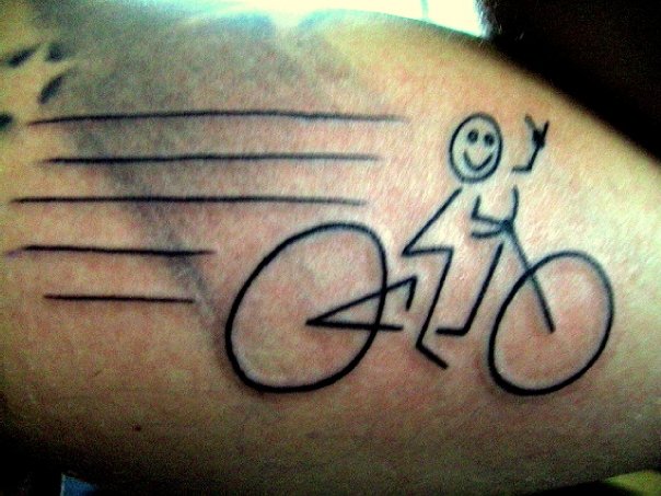 Stick Man Riding Bike Tattoo Design