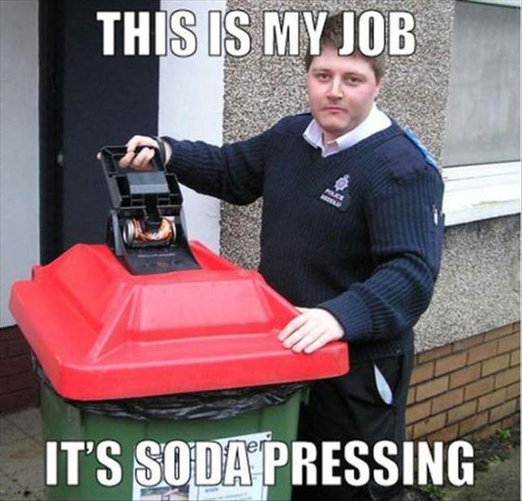This Is My Job It's Soda Pressing Play On Words Funny Image