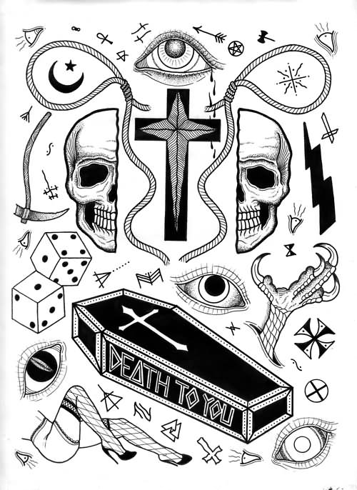 Traditional Coffin Tattoos Designs