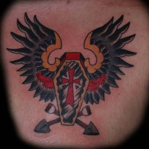 Traditional Winged Coffin Tattoo