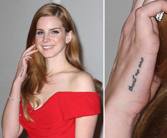 Trust No One Lettering Tattoo On Celebrity Lana Del Rey Hand