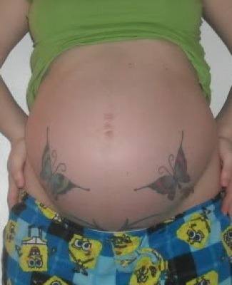 Two Butterfly Tattoo On After Pregnancy Belly