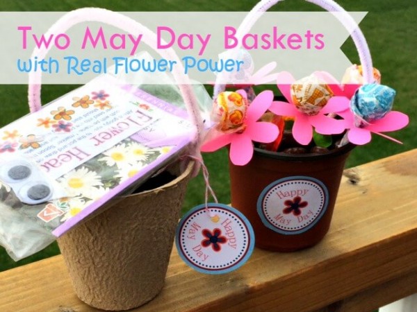 Two May Day Baskets With Real Flower Power