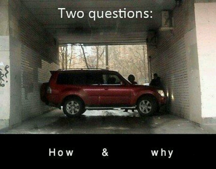 Two Question How & Why Funny Car Parking Image