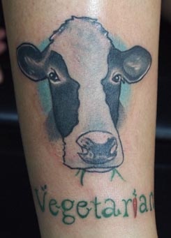 Vegetarian Cow Head Tattoo Design